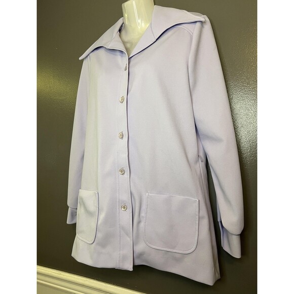 Vintage Queen Casuals Jacket Womens 13/14 Lavender Button Front Wide Collar 70s - Picture 3 of 6